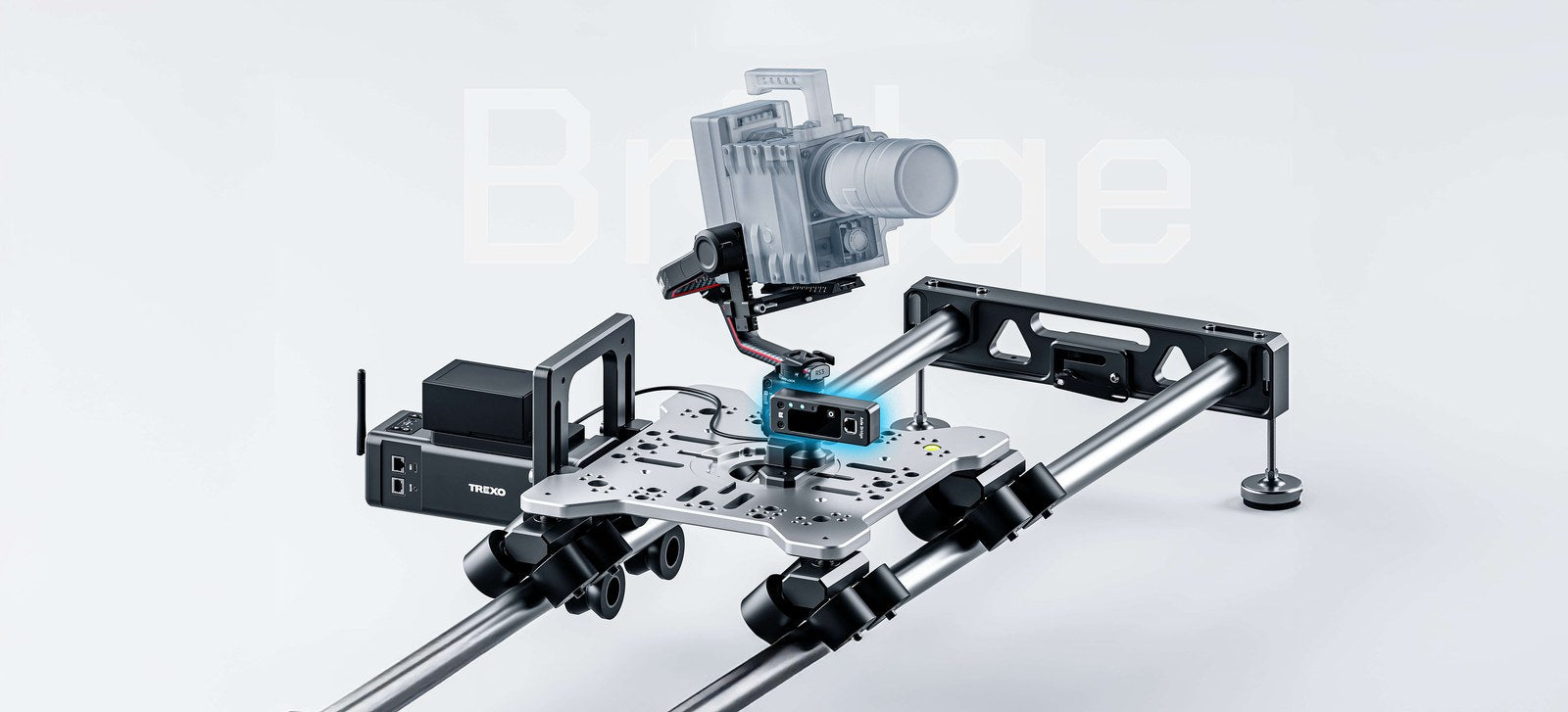 SlideKit with a camera and gimbal mounted on parallel rails